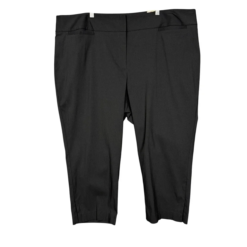 Lane Bryant Crop‎ Pants Women 28 Black Stretch Professional Workwear Slits NWT